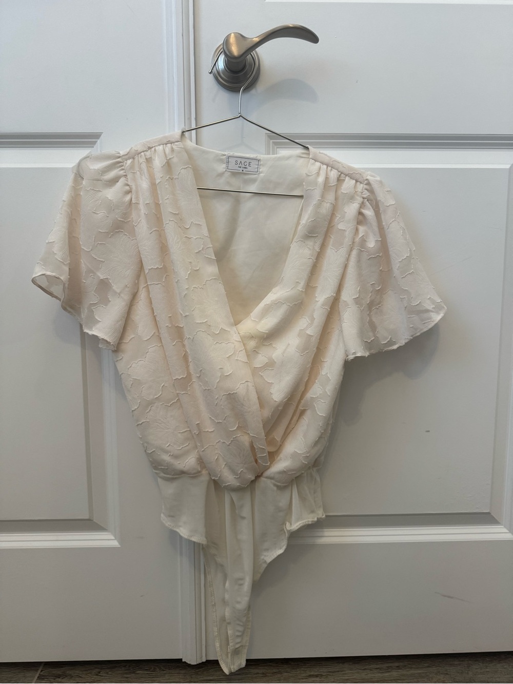 Sage Cream Textured Wrap Bodysuit